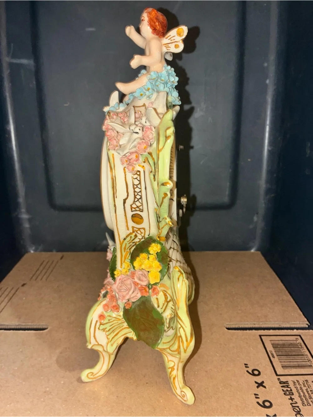 Antique Louis Pieriot German porcelain figural mantel clock